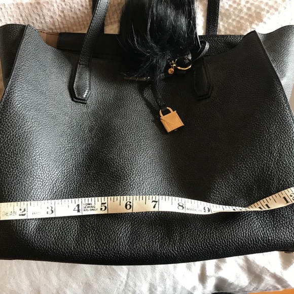 Michael Kors Black Leather Purse Tote with Fur Pom Pom - Picture 10 of 10